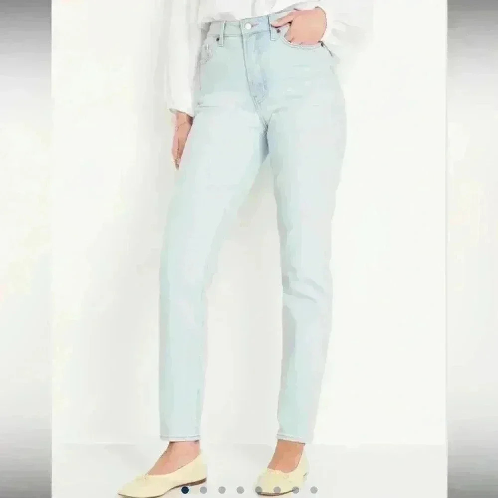 Old navy light wash o.g. High rise straight secret smooth pocket jeans sz 8